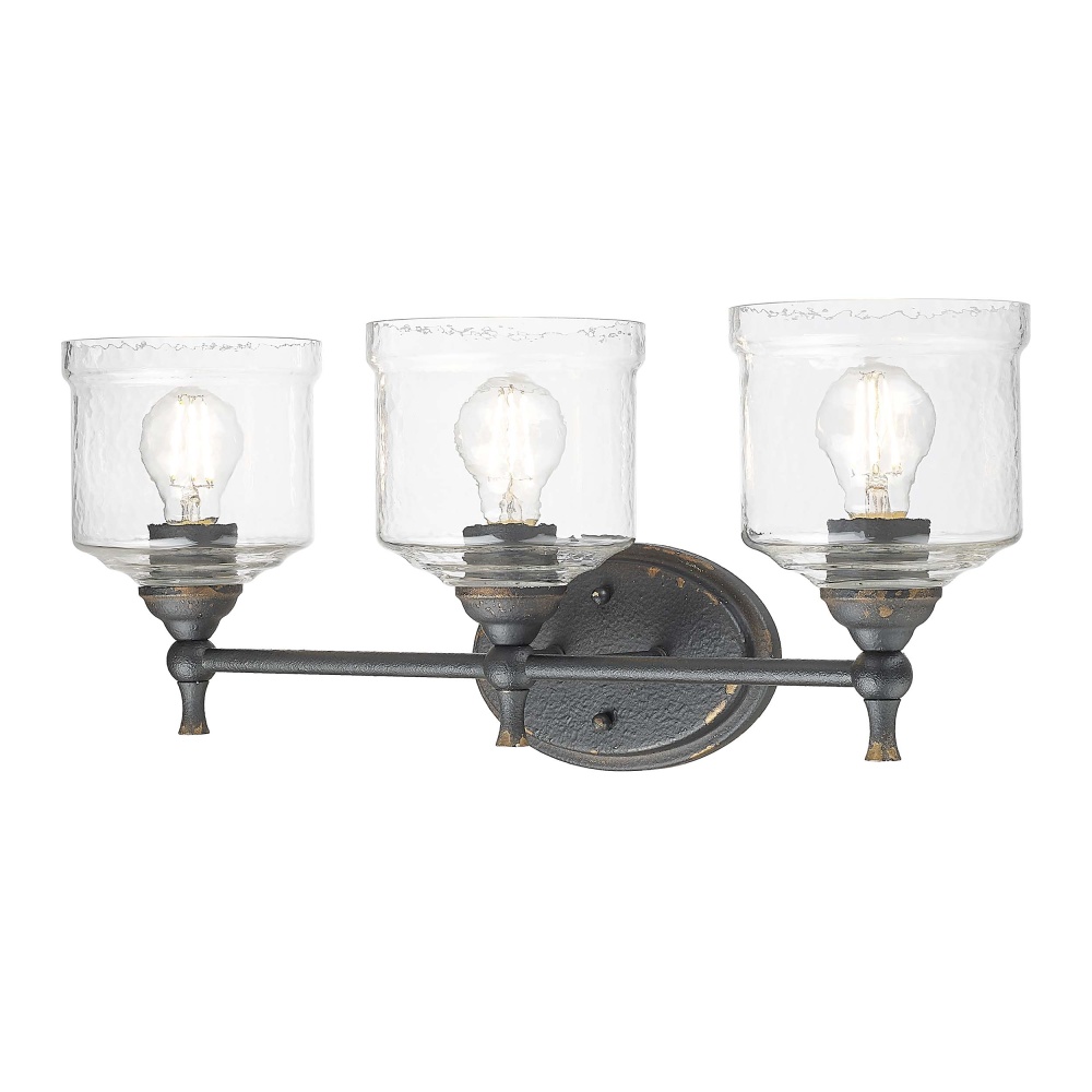 Golden Lighting Keating 3-light Vanity in Antique Black Iron